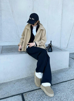 バックボタントレンチジャケット