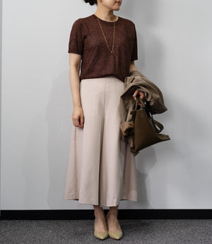 ラメニットハーフスリーブトップス