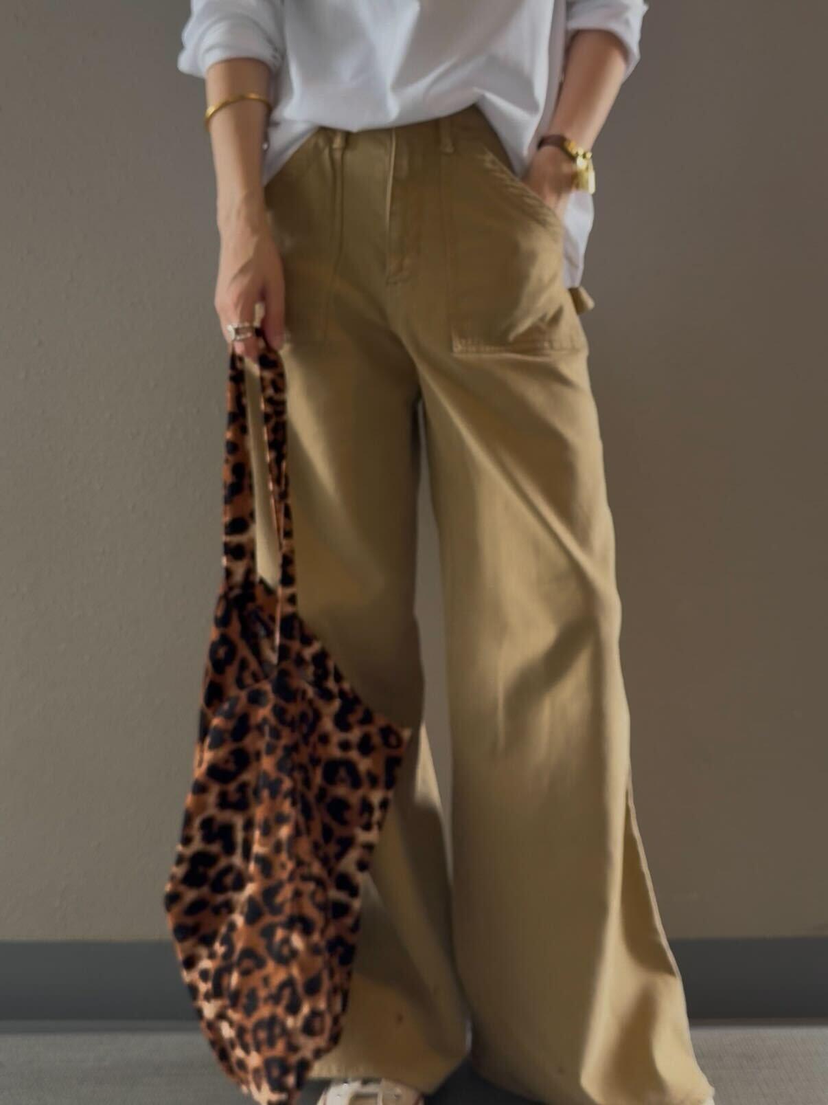 ワンハンドルレオパードトートバッグ