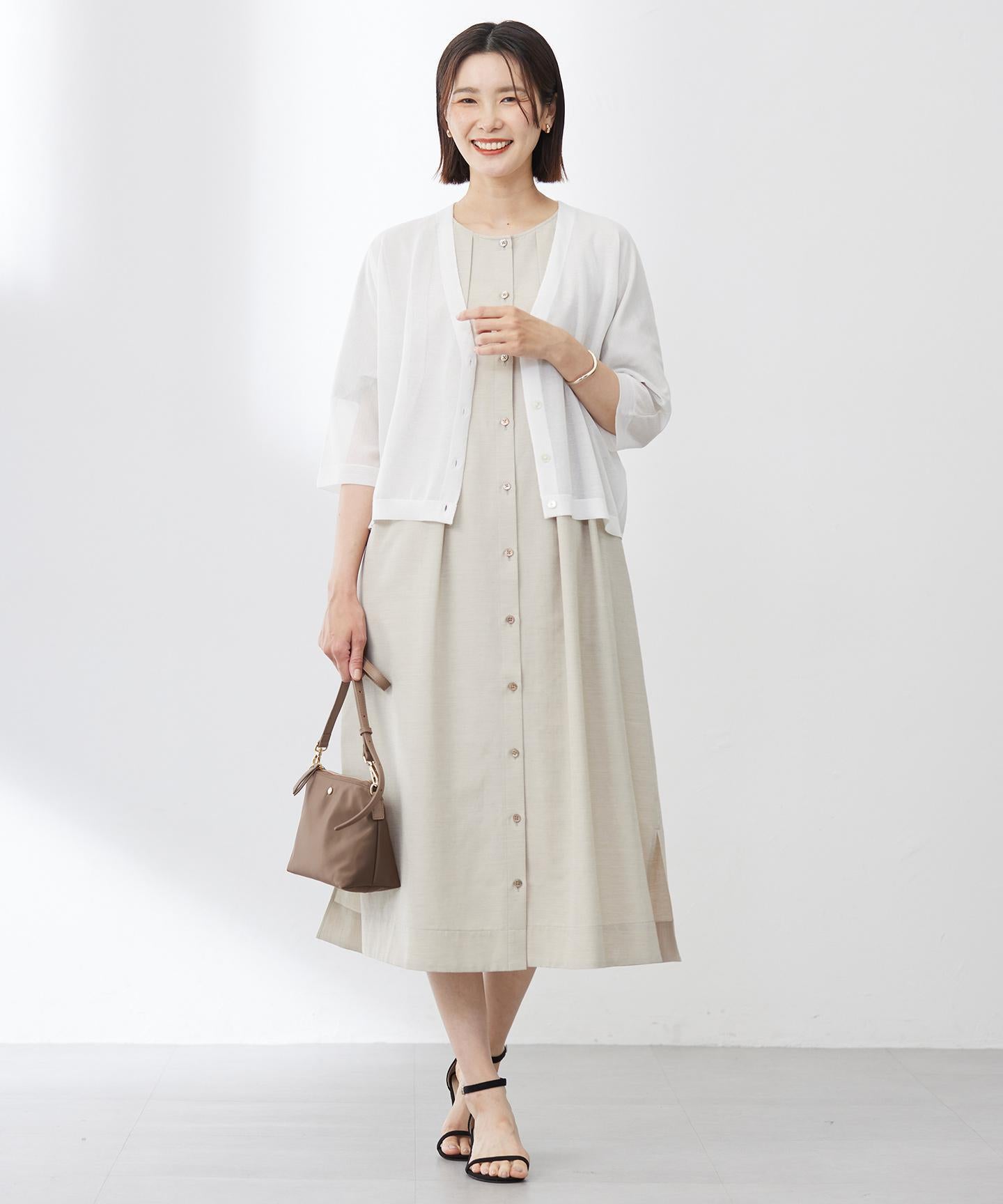 SHEER LIGHT KNIT Vネック カーディガン