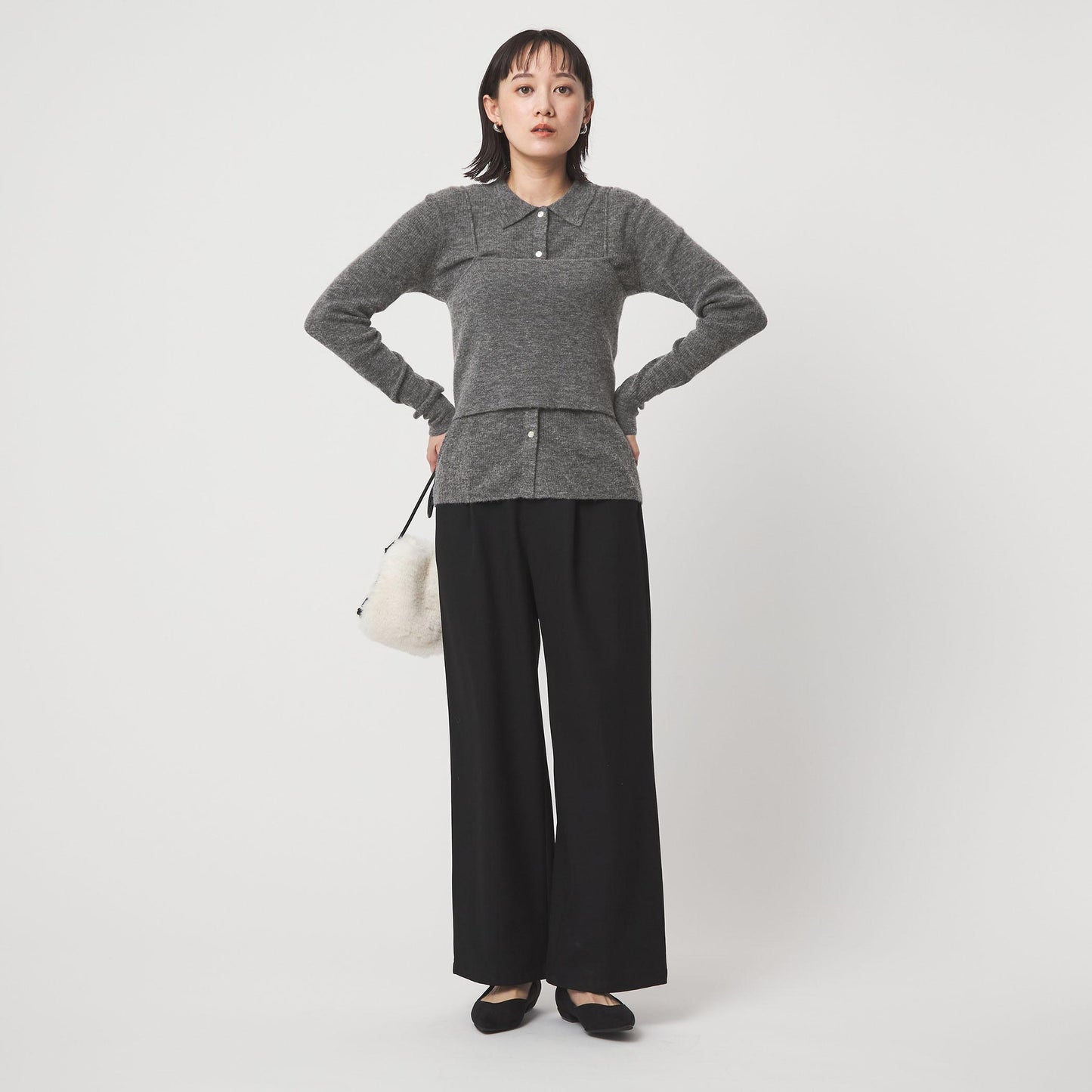 ポロニット カーディガン × ビスチェ ニット セット