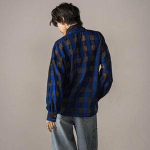 シアーオンブレチェックボウタイブラウス≪手洗い可能≫