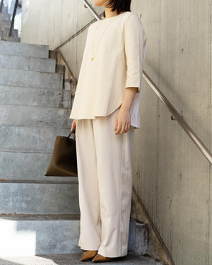 7分袖異素材切替カットソー