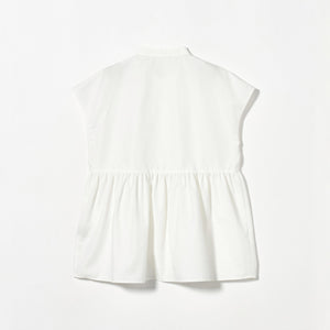 スタンドネック ペプラム フレンチスリーブ ブラウス