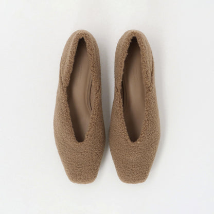 スクエア 2WAY フラットシューズ（ベージュ）