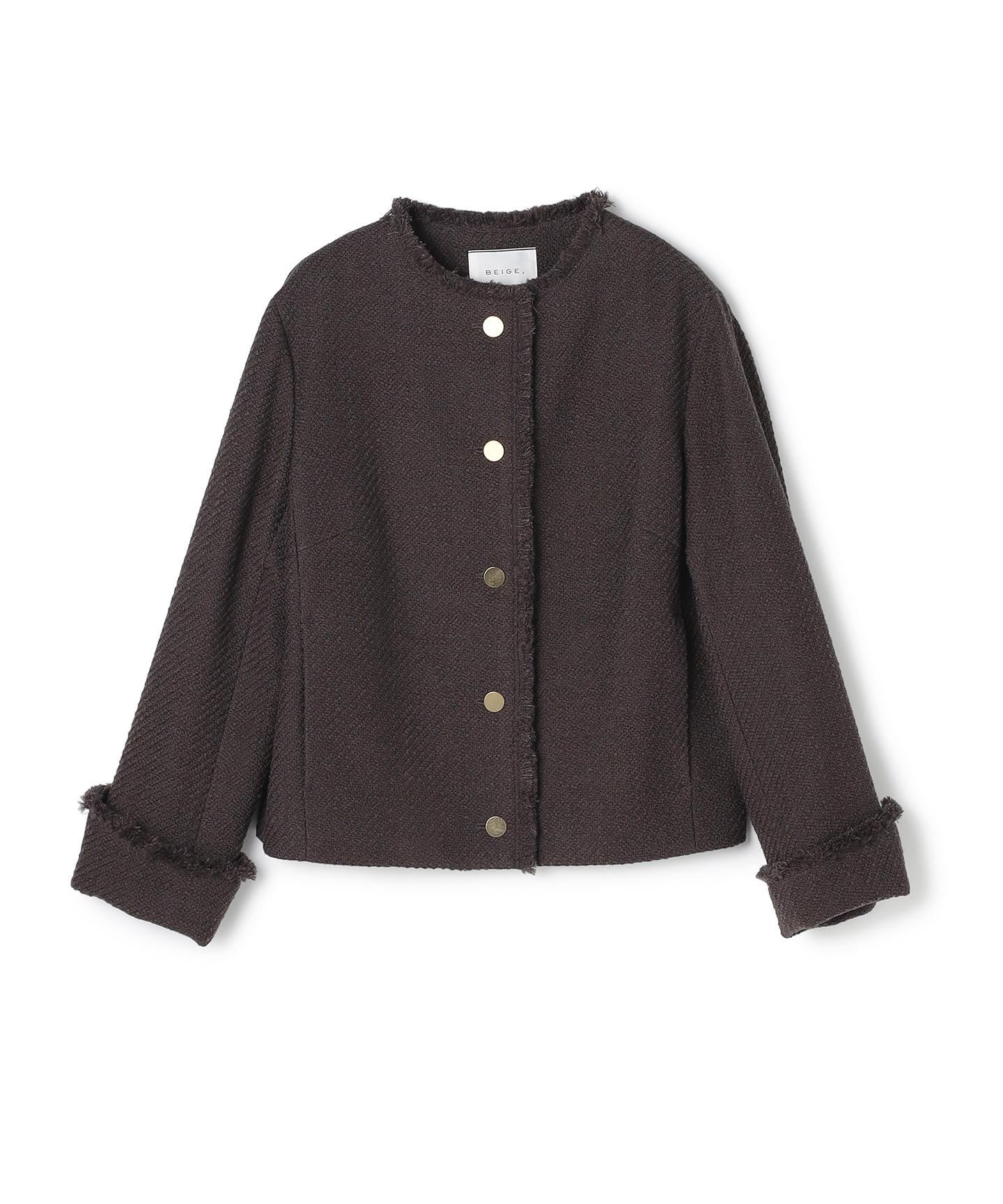 MULLIN / ウールツイードメタルボタンノーカラージャケット