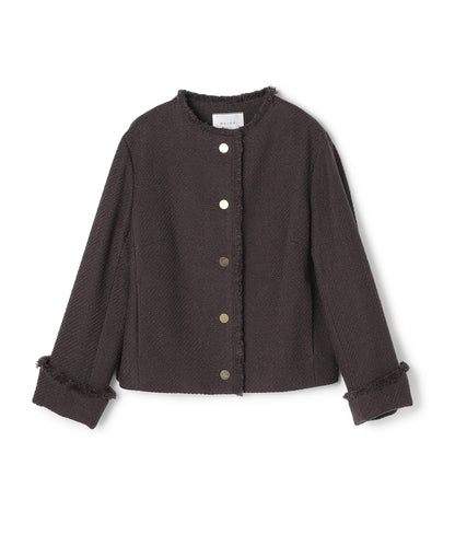 MULLIN / ウールツイードメタルボタンノーカラージャケット