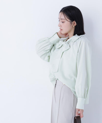 スキッパーリボンタイブラウス