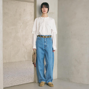 【WEB限定 Wardrobe DAILY MINIMAL】フリルレイヤーブラウス ウォッシャブル