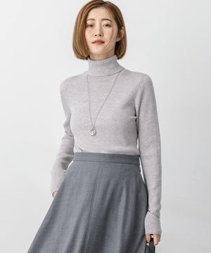 ウーステッドウール リブタートル ニット