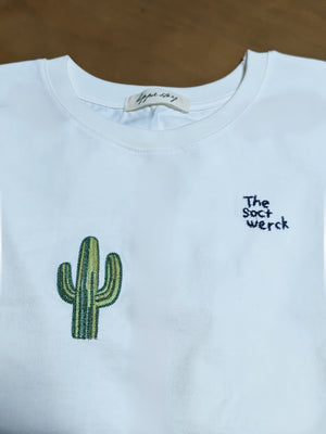 刺繍サボテンTシャツ