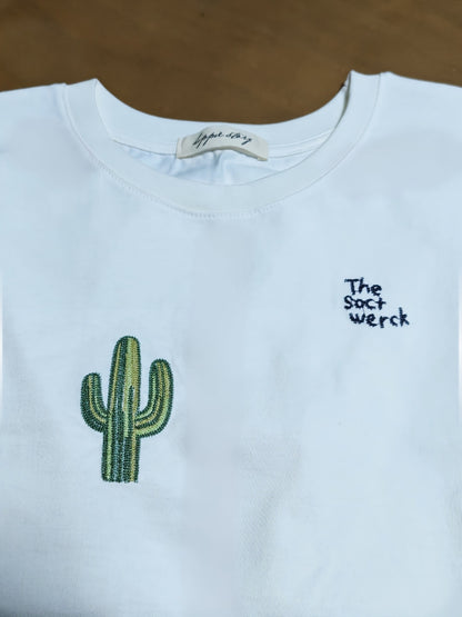 刺繍サボテンTシャツ