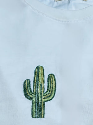 刺繍サボテンTシャツ