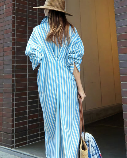 ストライプロングシャツワンピース – &DROBE (アンドローブ)