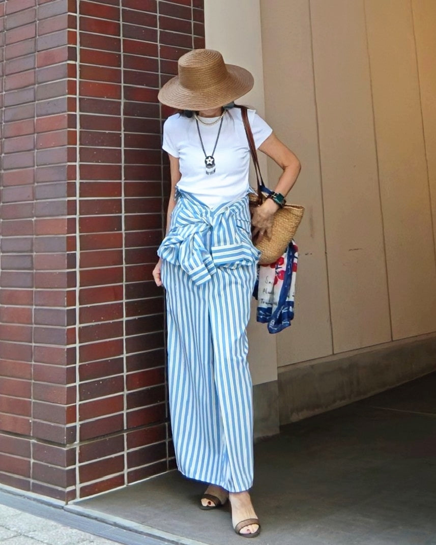 ストライプロングシャツワンピース