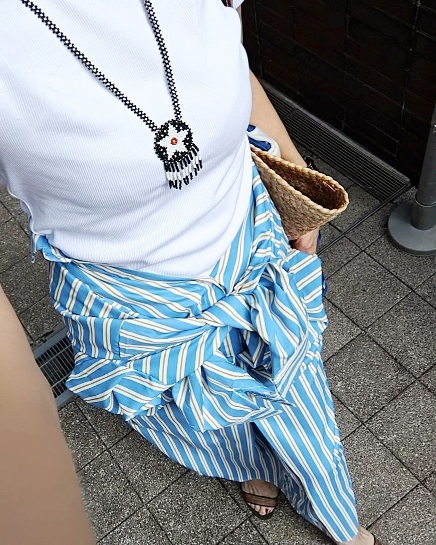 ストライプロングシャツワンピース