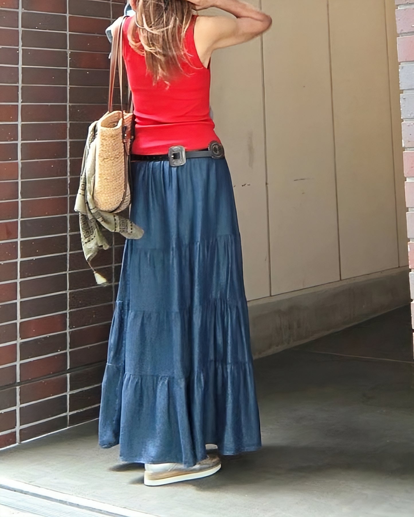 デニムティアードロングスカート