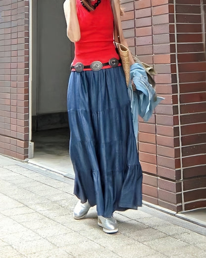 デニムティアードロングスカート
