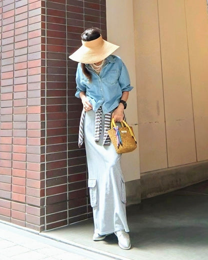 スウェットカーゴロングスカート
