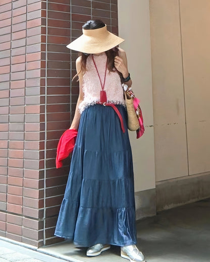 デニムティアードロングスカート