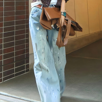 ペイントワイドハンサムデニムパンツ