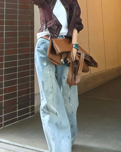 ペイントワイドハンサムデニムパンツ