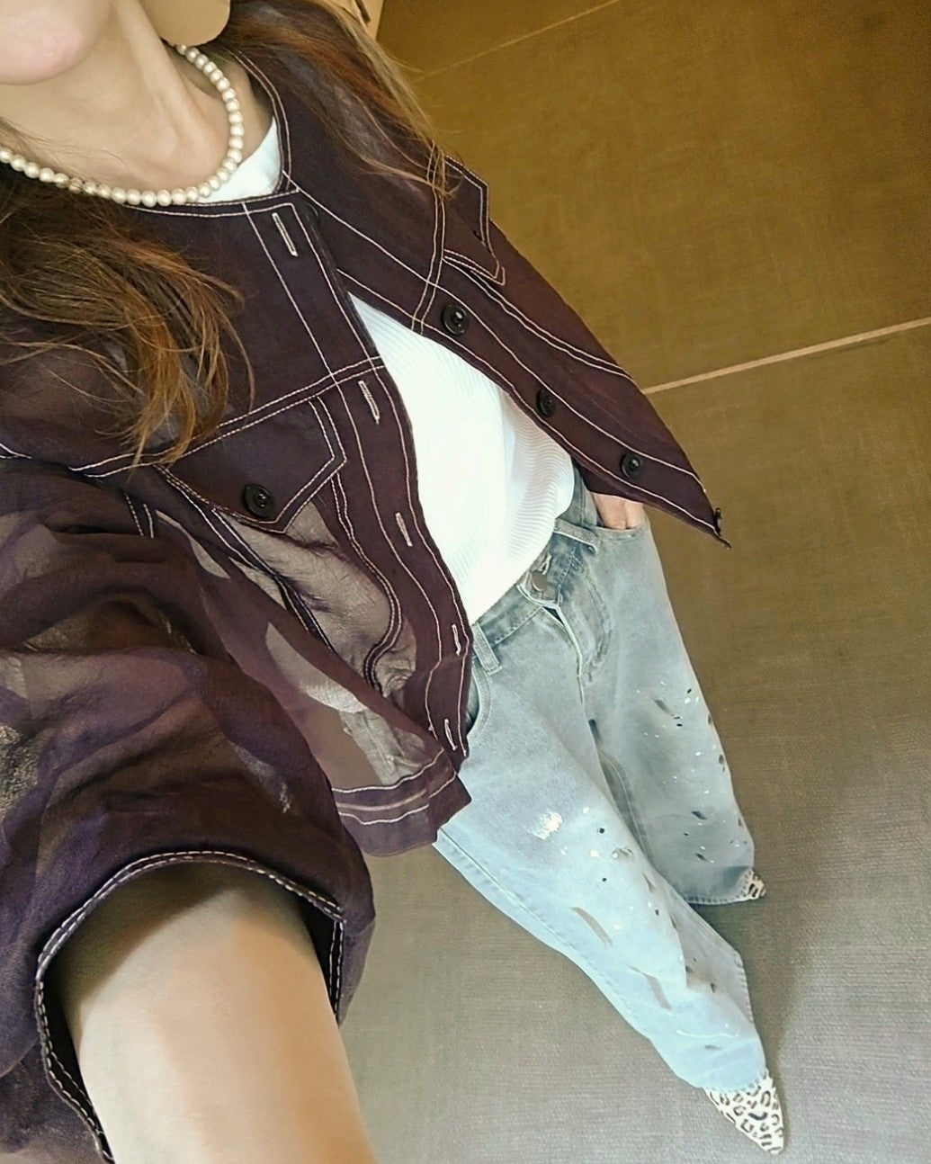ペイントワイドハンサムデニムパンツ