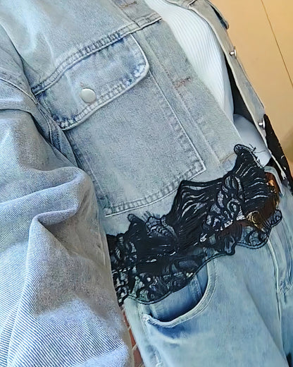 レーストリムデニムジャケット