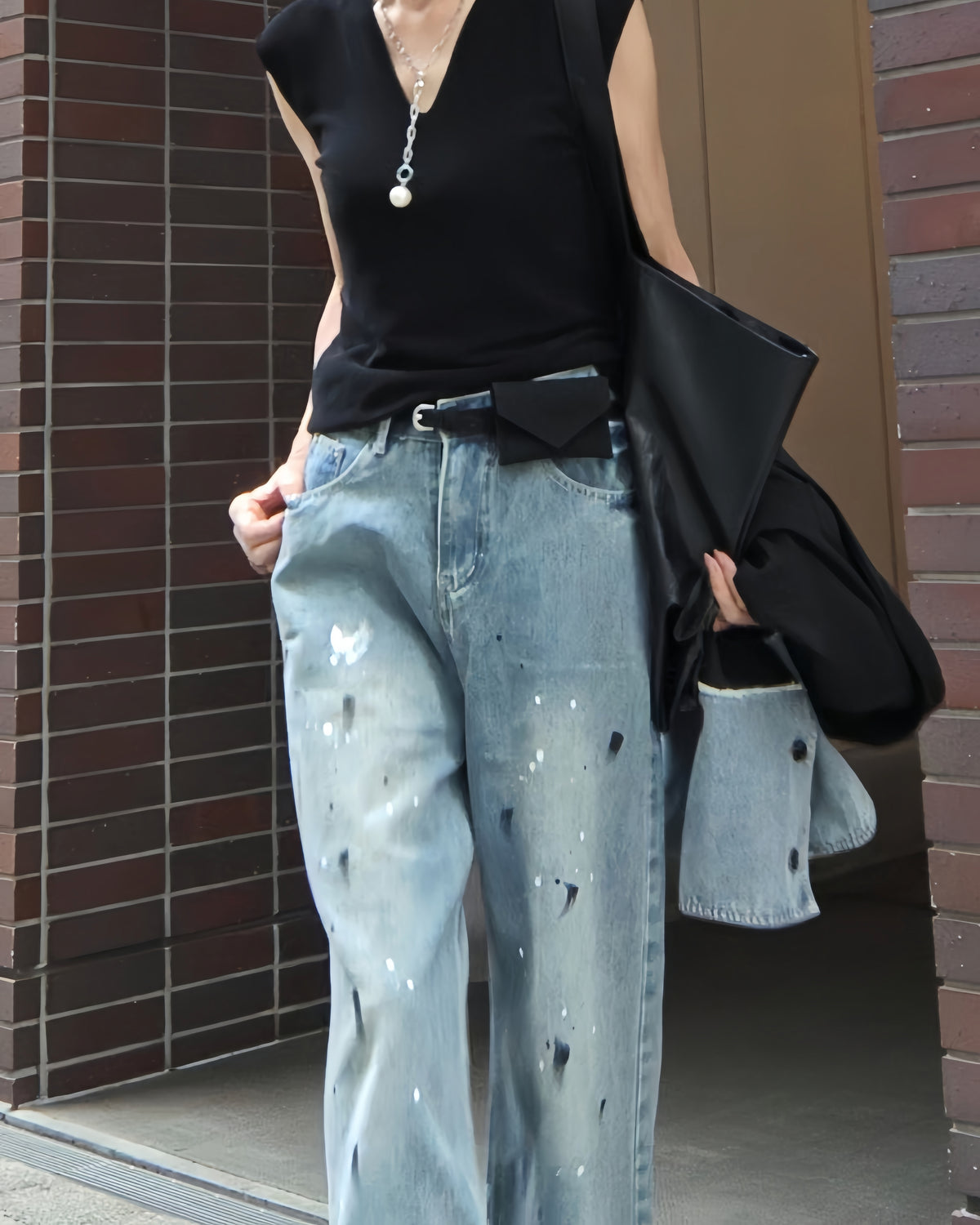ペイントワイドハンサムデニムパンツ