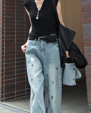 ペイントワイドハンサムデニムパンツ