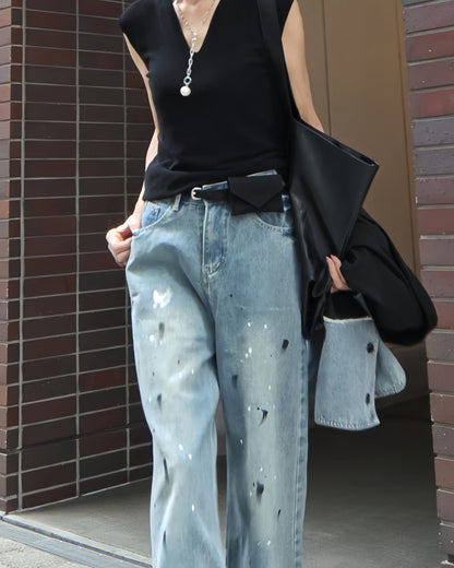 ペイントワイドハンサムデニムパンツ