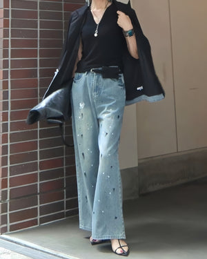 ペイントワイドハンサムデニムパンツ