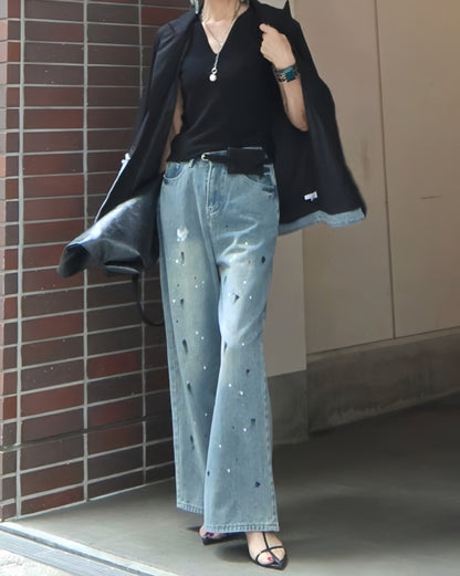 ペイントワイドハンサムデニムパンツ