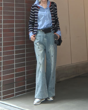 ペイントワイドハンサムデニムパンツ