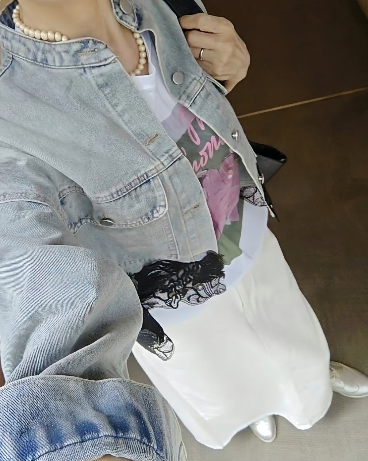 レーストリムデニムジャケット