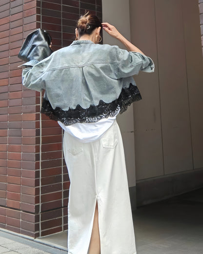 レーストリムデニムジャケット