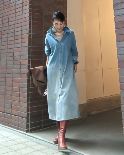 グラデーションデニムワンピース