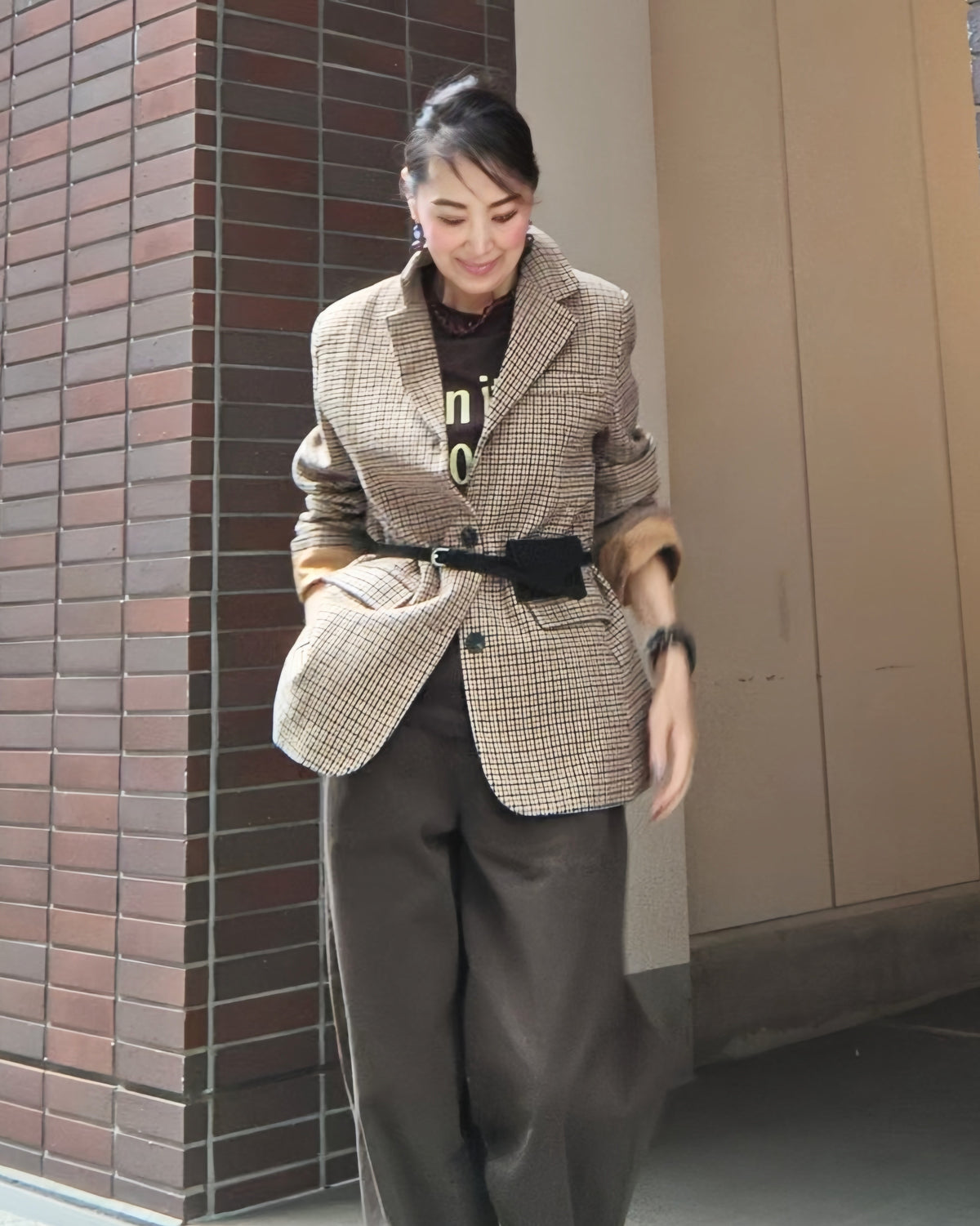 ブラウンチェックテーラードジャケット