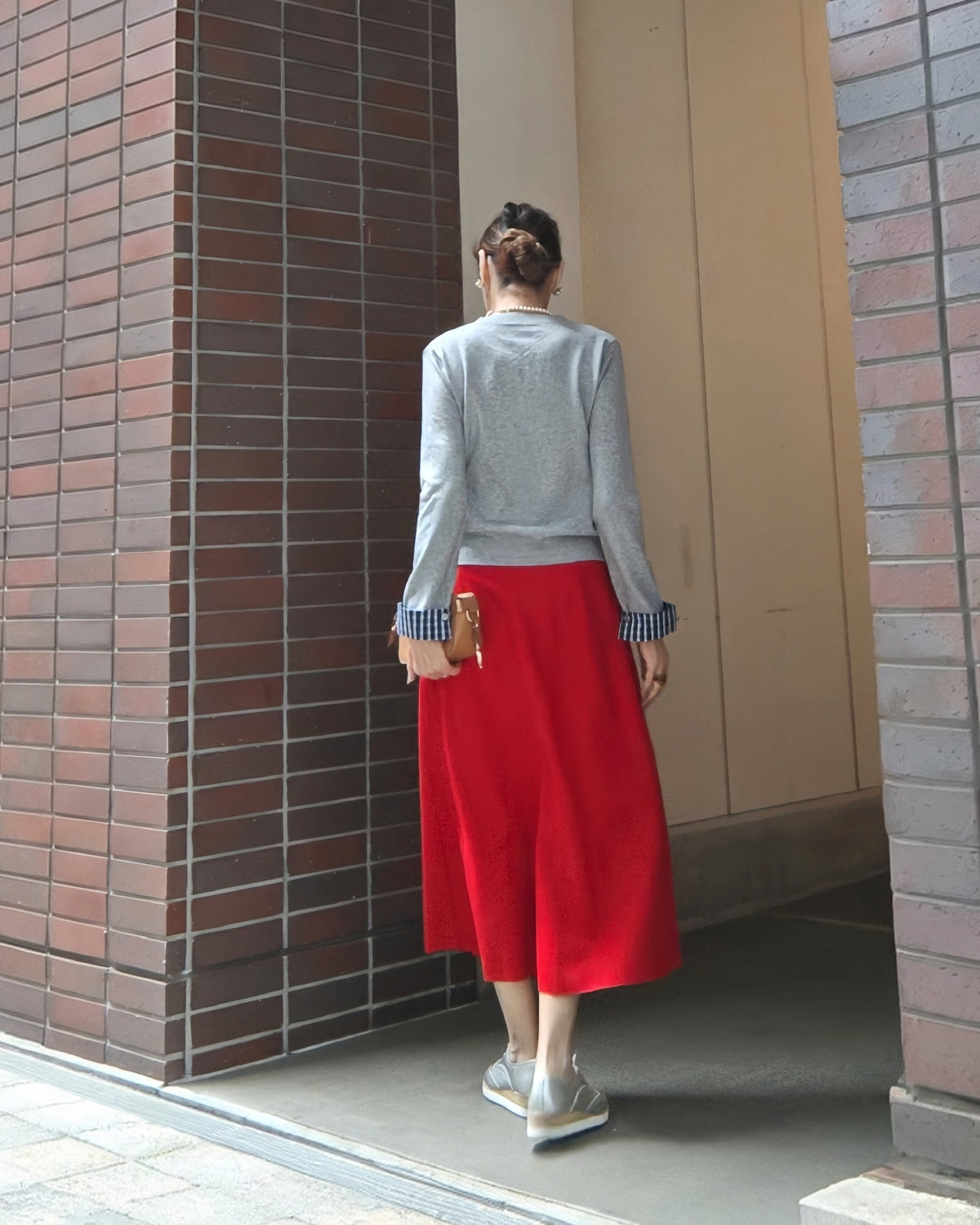 チェックコンビカフスカーディガン
