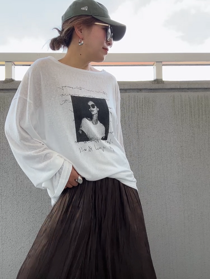 オフショルダーシアーフォトT