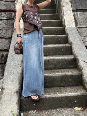 リネンノースリーブトップ