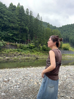 リネンノースリーブトップ