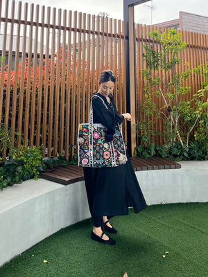 ブロックプリント パッチワークバッグ