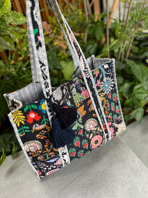 ブロックプリント パッチワークバッグ