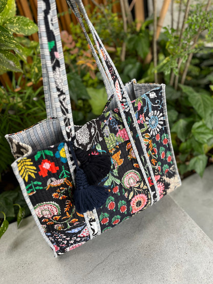 ブロックプリント パッチワークバッグ