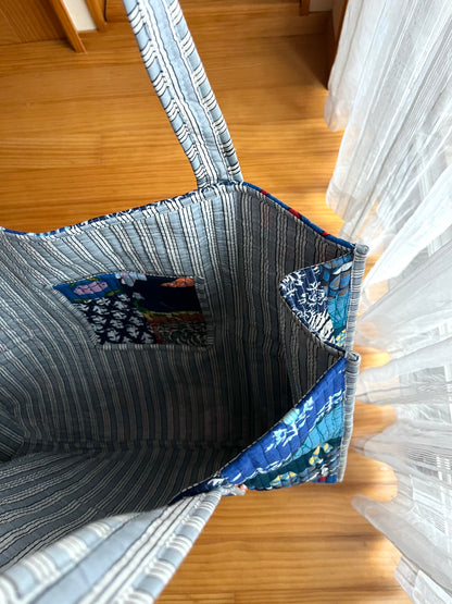 ブロックプリント パッチワークバッグ