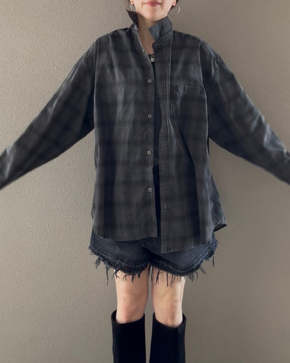 ピグメントチェックシャツ