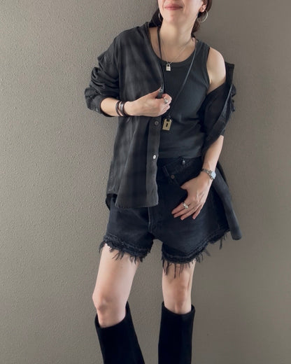 ピグメントチェックシャツ