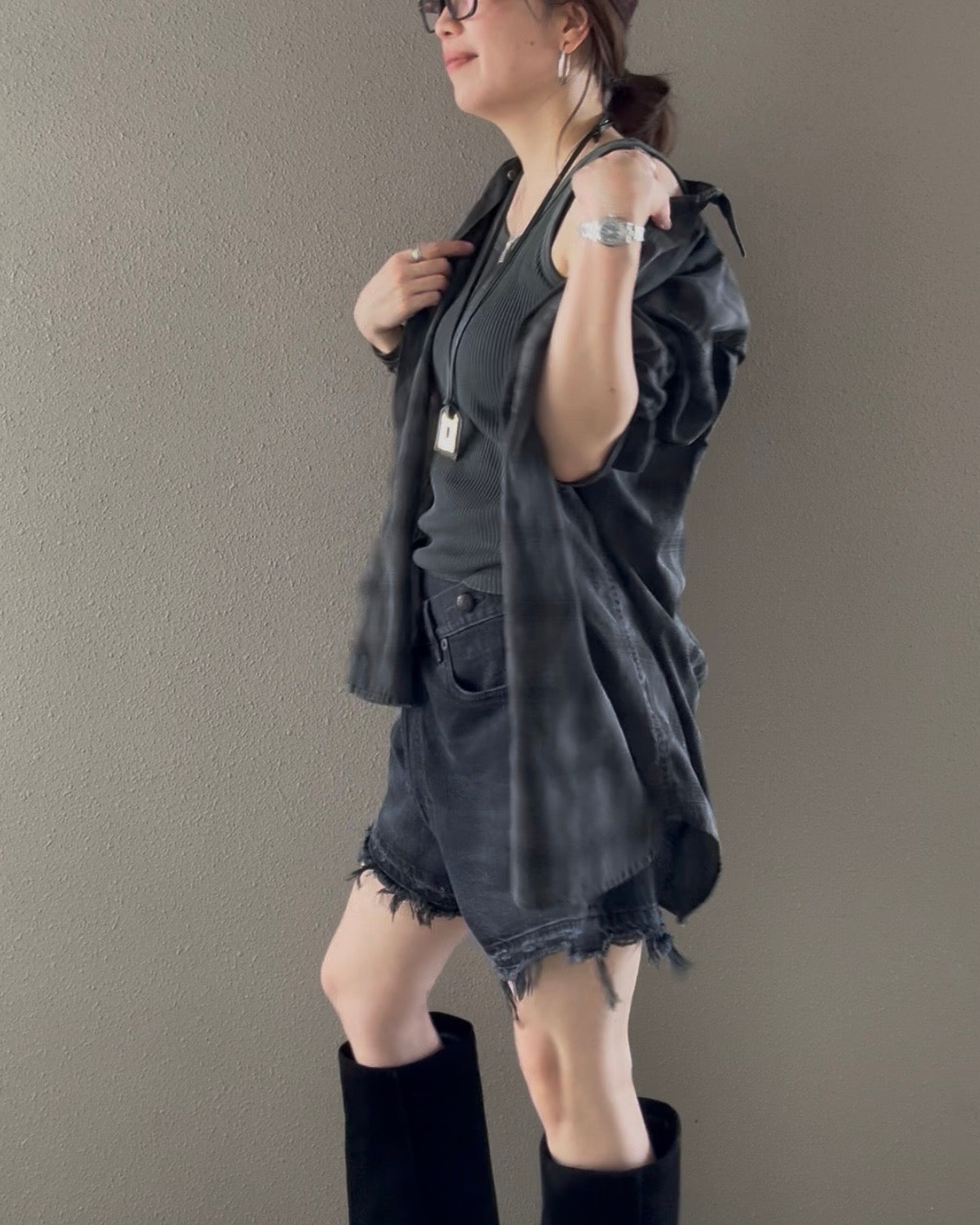 ピグメントチェックシャツ