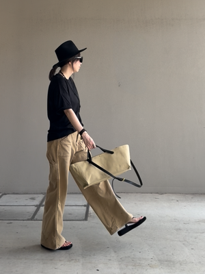 レザーハンドルキャンバストート